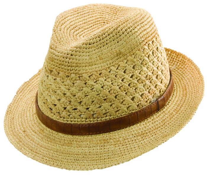 Saint Laurent Men's Raffia Fedora Hat Beige