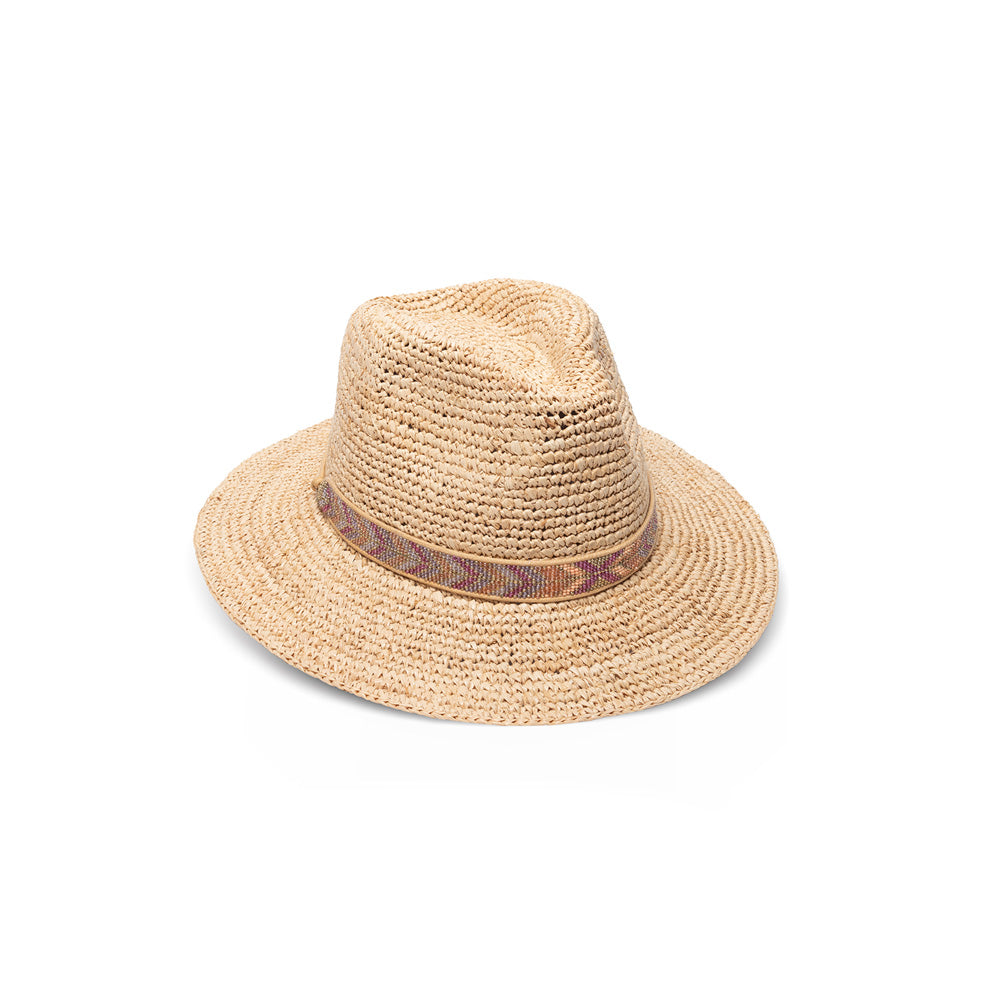 Nikki Beach Alexis Crochet Raffia Fedora Hat Alexis Raffia Crochet Fedora Hat – Village Hat Shop main image 2