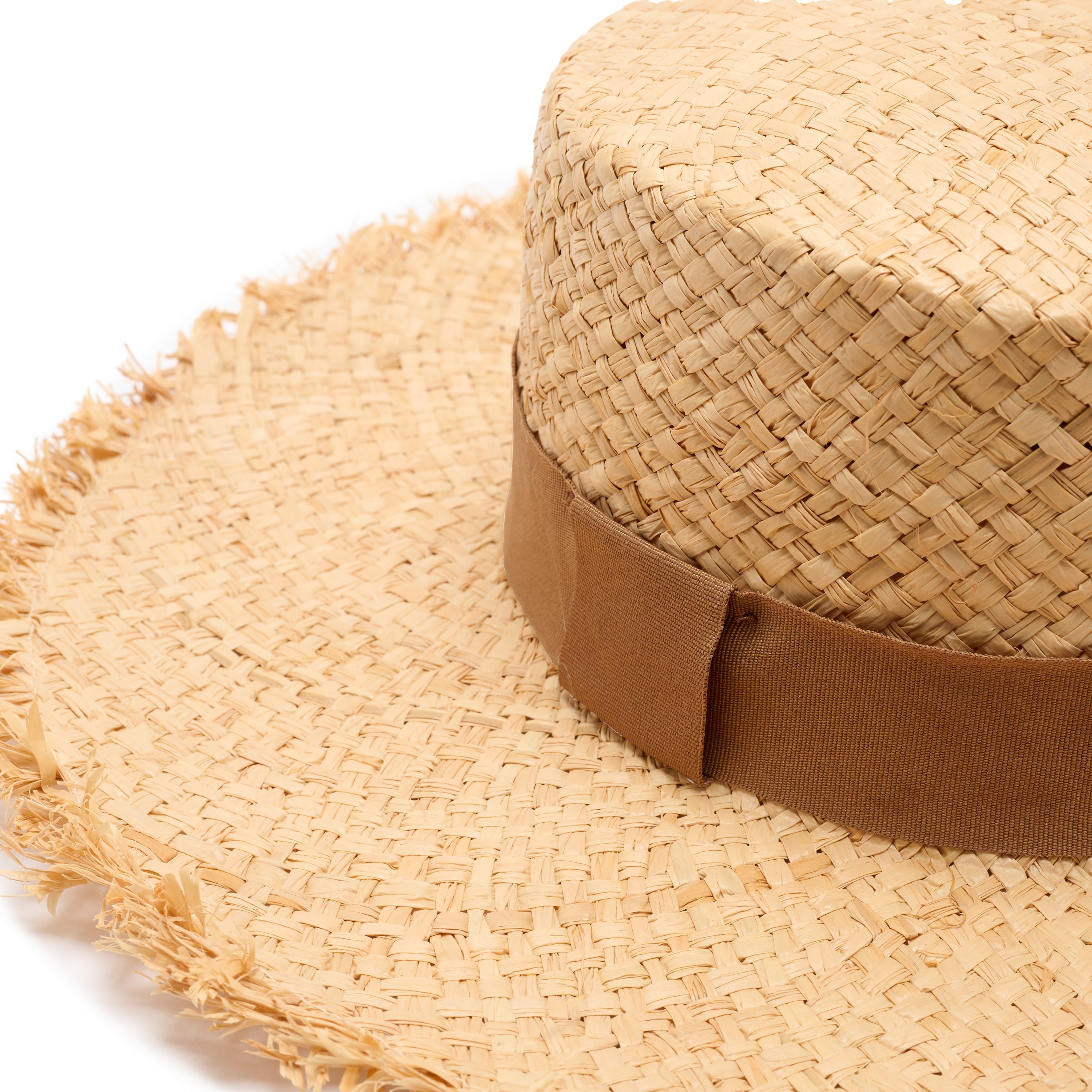 Nikki Beach Hat Kaylee Toyo straw UPF 50 Nikki Beach | Fleur Raffia Straw Crownless Hat – Village Hat  main image 2