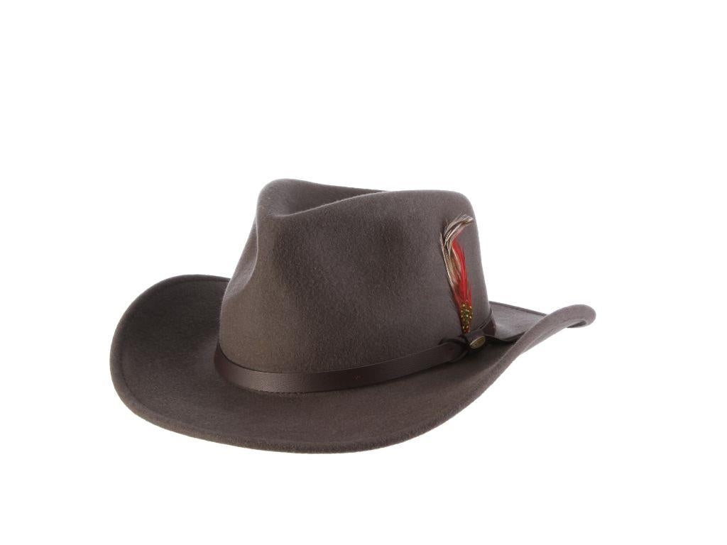 Scala Dakota Hand Made Crushable Wool Felt Outback Hat Fedoras