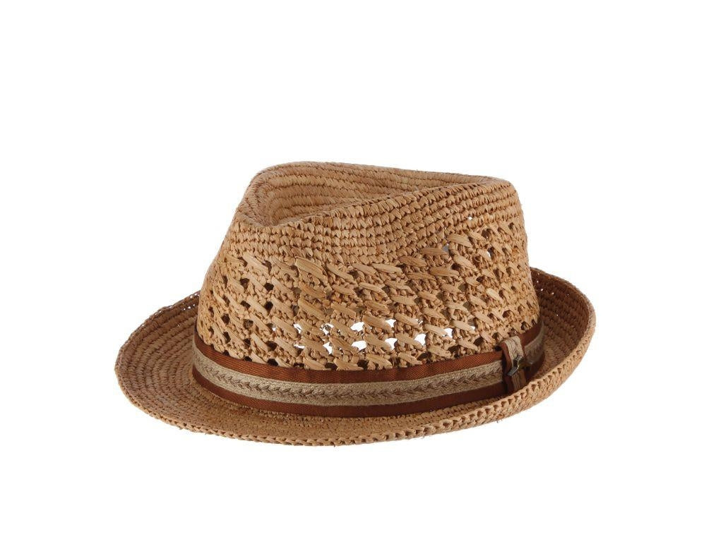 Tommy Bahama Crocheted Raffia Fedora Hat Fedoras