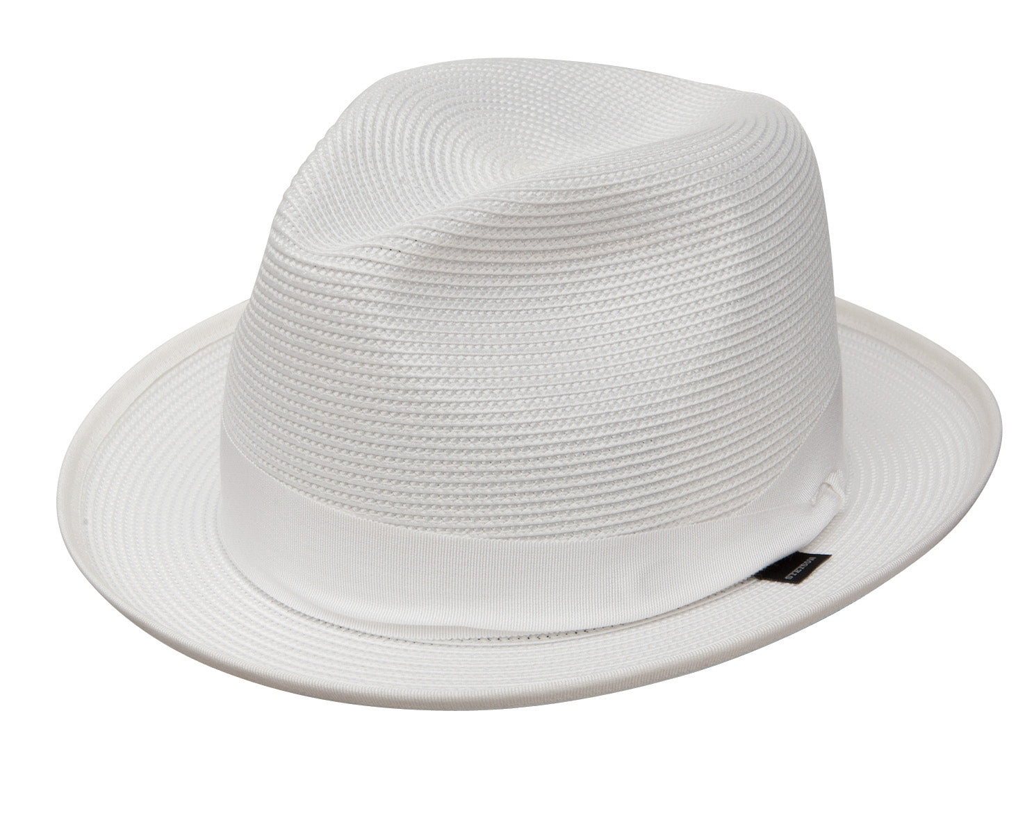 Ribbon Fedora - Latte Cappuccino Striped Fedora Hat 2 1/4 Inch Brim Ribbon Band  main image 2